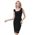 Belle Poque Retro Vintage Slim Fit Ärmellos Hüften-Wrapped Schwarz Business Bodycon Bleistift Kleid BP000302-1